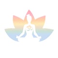 Yoga vector logo with lotus and meditating woman Royalty Free Stock Photo