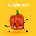 Yoga vegetables. Healthy lifestyle. Sports and vegetarianism. Bulgarian pepper characters. Hinduism. Morning yoga
