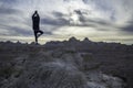 Yoga Vrikshasana Tree Pose on Mound in Badlands National Park, South Dakota, United States Royalty Free Stock Photo