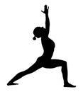 Yoga, warrior pose. Silhouette of a person doing yoga.