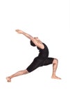 Yoga warrior pose on white Royalty Free Stock Photo