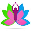 Lotus yoga people logo wellness fitness healthy life symbol vector icon design.