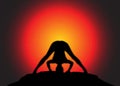 Yoga Wide Leg Forward Fold Pose Sun Background
