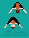 Yoga Wide Legged Forward Bend Cartoon Vector Illustration