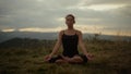 Yoga woman with closed eyes meditating. Fit woman doing namaste yoga pose Royalty Free Stock Photo