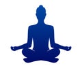 Yoga woman in a lotus pose. Relaxing, meditating female silhouette in a zen condition vector mark Royalty Free Stock Photo