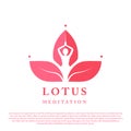 yoga woman and luxury lotus meditation logo