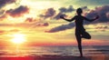 Yoga woman meditating on the beach during sunset Royalty Free Stock Photo