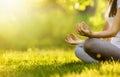 Yoga woman meditating at sunset Royalty Free Stock Photo