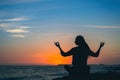 Yoga woman meditation silhouette. Royalty Free Stock Photo