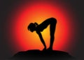 Yoga Forward Fold With Lift Pose Sun Background