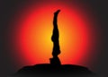 Yoga Headstand Pose Sun Background