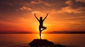 Yoga woman silhouette during sunset, healthy lifestyle concept Royalty Free Stock Photo