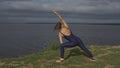 Yoga woman in sportswear, yogi practice outdoor