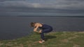 Yoga woman in sportswear, yogi practice outdoor