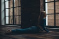 Yoga woman. A young woman goes in for sports.