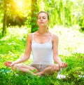 Yoga. Young woman doing yoga exercises outdoors