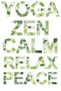 Yoga Zen Calm Relax Peace multi pack titles with green nature leaves