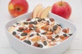 Yoghurt with apple and pumpkin seeds Royalty Free Stock Photo