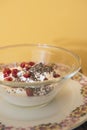 Yoghurt with chia and pomegranate seeds Royalty Free Stock Photo