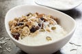 Yoghurt muesli or yogurt granola with coconut. Royalty Free Stock Photo