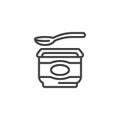 Yoghurt and spoon line icon