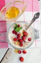 Yoghurt with wild strawberries Royalty Free Stock Photo