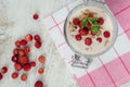 Yoghurt with wild strawberries Royalty Free Stock Photo