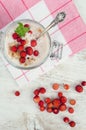 Yoghurt with wild strawberries Royalty Free Stock Photo