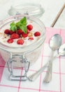 Yoghurt with wild strawberries Royalty Free Stock Photo