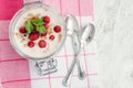 Yoghurt with wild strawberries Royalty Free Stock Photo