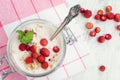 Yoghurt with wild strawberries Royalty Free Stock Photo