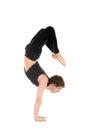 Yogi man in yoga Scorpion Pose Vrischikasana 2