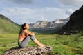 Yogi resting in nature after yoga exercise