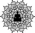 Yogi sitting in lotus pose black silhouette Royalty Free Stock Photo