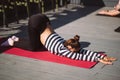 Yogi woman and diverse group of sporty people practicing yoga Royalty Free Stock Photo