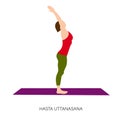 Yogi woman in Hasta Uttanasana . Vector