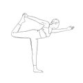 Yogi woman practicing hatha asana. Woman in Dancer yoga pose. Vector illustration