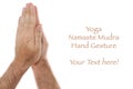 Yogic hand position Namaste Anjali mudra on white Royalty Free Stock Photo