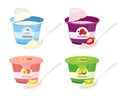 Fruits yogurt set collections Vector. Royalty Free Stock Photo