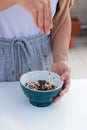 YOGURT BALL WITH BANANA OAT AND CHOCOLATE ON A WHITE BACKGROUND