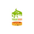 Yogurt and boba logo vector template