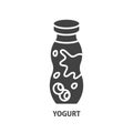 Yogurt bottle glyph icon. Dairy product vector illustration Royalty Free Stock Photo