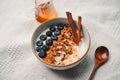 Yogurt Bowl with Cinnamon Granola and Blueberries