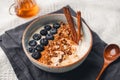 Yogurt Bowl with Cinnamon Granola and Blueberries