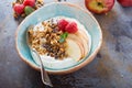 Yogurt bowl with raspberry and granola Royalty Free Stock Photo