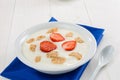 Yogurt, cereal and strawberries Royalty Free Stock Photo