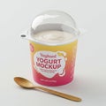 Yogurt container mockup with a gradient design in pink and yellow hues, featuring Royalty Free Stock Photo