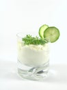 Yogurt with cucumber and watercress Royalty Free Stock Photo