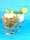 Yogurt with cucumber and watercress Royalty Free Stock Photo